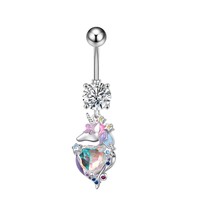 CRYSPURE 14G Anneau de nombril en acier inoxydable plaqué argent avec zircon et cristal, bijoux de piercing corporel tendance, vente en gros