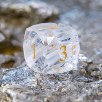 Lot de 7 dés blancs multifacettes personnalisés en cristal K9, polyèdres DND 16mm 20mm, dés de jeu de rôle en pierres précieuses D6 D20 pour jeux de rôle