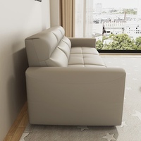 Canapé Chesterfield en cuir véritable gris convertible rétro de luxe de style simple extensible pour les salons et les hôtels
