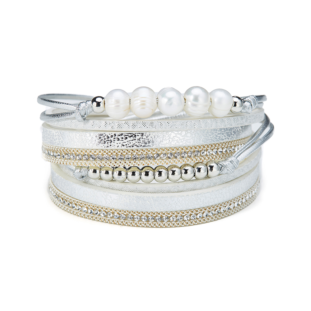 Bracciale in pelle a triplo giro: chiusura magnetica multifilo in