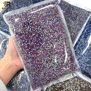 أحجار راين كورية من كريستال AB زجاجية دائرية ثلاثية الأبعاد للتثبيت بالحرارة، 1440 قطعة، أحجار راين مرنة سائبة للتثبيت بالكي مقاس SS6-SS30 - Product Image 1