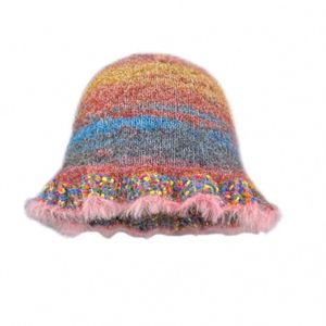 Sombreros de Ganchillo Coloridos Hechos a Mano al por Mayor para Mujer, Sombreros de Invierno para Mujer, Gorros de Punto Jacquard - Product Image 3