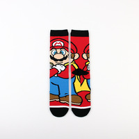 WZ85 Chaussettes de sport décontractées en coton jacquard pour hommes Chaussettes mi-longues à la mode Mario Marie Anime Body Crew Spring