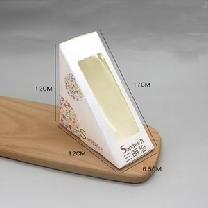 Commercio all'ingrosso Custom Food Grade Sandwich scatola di imballaggio da asporto triangolo scatole di carta con finestra per panetteria <span class=keywords><strong>panini</strong></span> produrre - Product Image 3