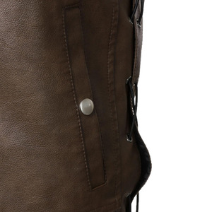 Chaleco de Cuero Personalizado para Hombre, Informal, de Invierno, 100% Cuero de Alta Calidad, Transpirable, de Secado Rápido, con Cuello Alto y Bolsillos - Product Image 4