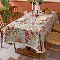 Nappe Moderne Carrée Bohème à Motifs Floraux Jacquard en Polyester/Coton, Durable et Personnalisable pour Fêtes et Usage Domestique