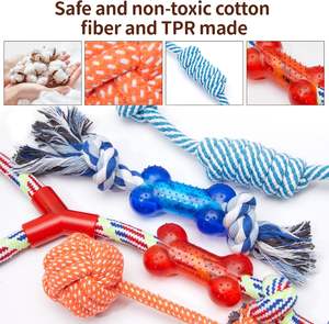 ชุดของเล่นเชือกคอตตอนแบบโต้ตอบสำหรับสุนัขและเคี้ยวทนทาน12แพ็คสำหรับ2025 - Product Image 2