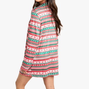 Nouvelle arrivée, chemise de nuit à manches longues pour femmes, coupe décontractée, boutonnée, imprimé rayé festif de Noël - Product Image 4