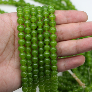 ลูกปัดหินสีเขียวคาลซิโดนีทรงกลมสำหรับทำสร้อยข้อมือ ขนาด 8 มม. อัญมณีธรรมชาติ อุปกรณ์ทำเครื่องประดับ DIY - Product Image 4