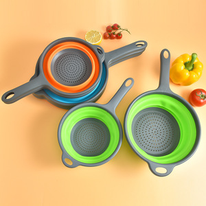Mutfak plastik lavabo sepeti katlanabilir kevgir süzgeç meyve sebze aracı uzun saplı - Product Image 5