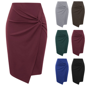 <strong>Ladies</strong> Formal Professional Office <strong>Skirt</strong> Elastic High Waist Asymmetrical Wrap Front Wear to Work Pencil <strong>Skirts</strong> <strong>for</strong> Women - Product Image 1