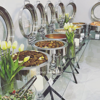 Ensemble Chauffe-Plats de Buffet de Mariage de Luxe 9L Doré, Plat à Réchaud en Verre avec Compartiments pour Traiteur