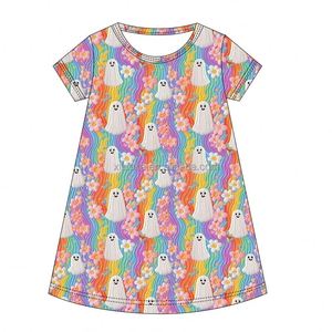 Halloween Bows Print Bamboo Girls <strong>Dress</strong> Soft <strong>Kids</strong> Gown Pajamas - Product Image 2