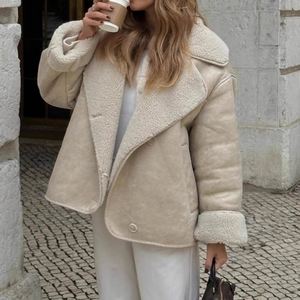 Este vestido <span class=keywords><strong>de</strong></span> mujer <span class=keywords><strong>de</strong></span> otoño e invierno presenta un abrigo <span class=keywords><strong>de</strong></span> manga larga elegante y <span class=keywords><strong>de</strong></span> moda hecho <span class=keywords><strong>de</strong></span> gamuza y forro polar para el calor - Product Image 1