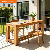 Table console en teck d'extérieur, moderne et durable, avec étagère ouverte, pour villa, cour, jardin, parc, hôtel, usage commercial