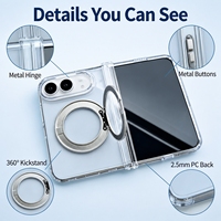 Casing Ponsel iPhone Duo Lipat dengan Stand Rotasi 360 Derajat, Tombol Logam, Bumper TPU, Penutup Belakang PC, dan Penyangga Multifungsi