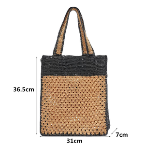 Borsa a mano all'<span class=keywords><strong>uncinetto</strong></span> vuota personalizzata da donna grande borsa di paglia da spiaggia in carta marocchina estiva - Product Image 6