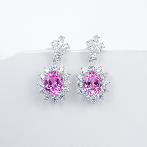 925 silver powder blue treasure <b>earrings</b> oval light luxury <b>earrings</b> - Product Image 1