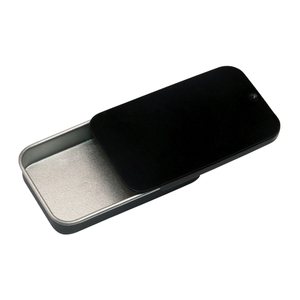 การพิมพ์ดิจิตอลที่กําหนดเองสี่เหลี่ยมเล็กสี่เหลี่ยมลูกอมมิ้นต์โลหะสีดําบานพับบรรจุภัณฑ์กล่องดีบุกบานพับพร้อมฝาปิด - Product Image 1