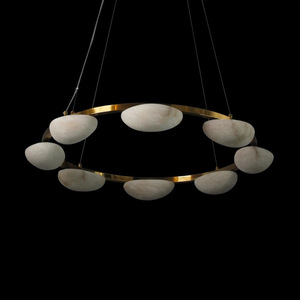 Spanish Imported Marble Chandelier Round Gold <b>LED</b> <b>Light</b> Source Eye Caring Living Room Dining Room Designer Villa Duplex <b>Light</b> - Product Image 3