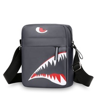Herentas Casual Lichtgewicht Shark Kleine Schoudertas Borsttas Matte Afwerking Handtas Telefoon Portemonnee Handige Reistas Etui