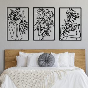 Diy arte Metal pared decoración negro abstracto Metal arte femenino figura pared decoración oro decorativo contemporáneo - Product Image 2