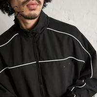 Nouveau design détails passepoil 100% Polyester noir microfibre jogging Sport Fitness survêtement veste pour hommes