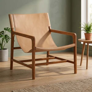 Modern Teak <b>Garden</b> <b>Chair</b> With Tapered Legs Beige Sling Seat Outdoor Furniture Manual <b>Recliner</b> Comfortable Design - Product Image 2