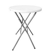 Table Haute Ronde Pliante en Plastique HDPE 32 Pouces Hitree, Blanche, pour Événements et Fêtes en Extérieur
