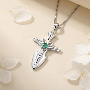 925เงินสเตอร์ลิงโรเดียมชุบสีเขียวอัญมณีซีแซดโบราณอักษรรูนสลักชาติพันธุ์สร้อยคอกางเขนของผู้ชายสำหรับงานแต่งงาน - Product Image 5