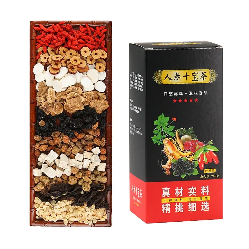 Men's tonic Health drink Ginseng ten treasures flavoured tea with tea box