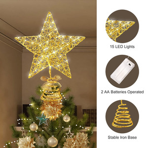 Amazon yeni yıl için LED bakır tel yıldız ışıkları IP65 anma demir <span class=keywords><strong>Glitter</strong></span> noel ağacı üst yıldız ışık dize - Product Image 3