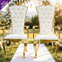 Chaise de banquet haut de gamme pour événements, en acier inoxydable doré, pour mariés, idéale pour cérémonies et mariages