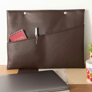 Portable Hand-held Notebook <b>Computer</b> <b>Bag</b> with Pocket Storage for Mouse Phone PU Leather Laptop Case Office Gift - Product Image 6