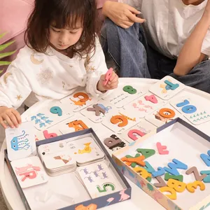 モンテッソーリスタイルの英語のアルファベット学習木製ブロックパズル2〜7歳の赤ちゃん幼児子供のための感覚玩具