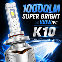 Ampoule de phare LED SFIDA K10 100W 10000LM en alliage de zinc H4 H7 H11 9005 9006 pour voiture avec double ventilateur en cuivre