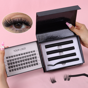 New nhãn hiệu riêng cá nhân Faux Mink 3D hiệu ứng Lash đoạn tự nhiên cụm lông mi tự làm lông mi mở rộng Kit - Product Image 4
