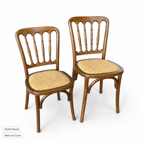 Chaise de salle à manger ergonomique en bois massif courbé avec dossier en rotin naturel et assise en mousse, empilable, pour restaurant, hôtel, mariage, bistrot, vente en gros