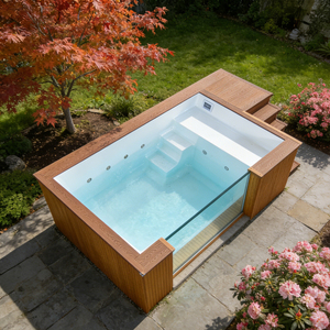 Kit de piscine hors sol rectangulaire en fibre de verre pour jardin, piscine extérieure, résistant aux UV, durable, en solde - Product Image 6