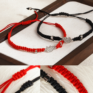 2024 nuovo design <span class=keywords><strong>di</strong></span> cristallo Yingyang <span class=keywords><strong>cuore</strong></span> intrecciato braccialetto <span class=keywords><strong>di</strong></span> corda amicizia coppia fortunato rosso String bracciale donna uomo - Product Image 2
