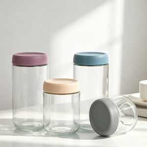 Bocaux de conservation en verre de 10oz, 16oz, 24oz avec couvercles hermétiques – Bocaux Mason en verre transparent pour flocons d'avoine, confiture, <span class=keywords><strong>miel</strong></span>, contenants alimentaires de cuisine - Product Image 1