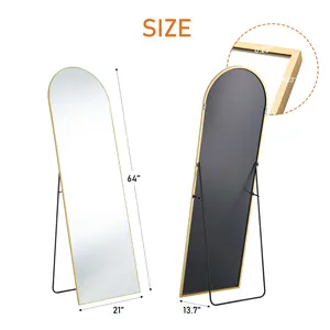 Modern Minimalist Full-Length Floor <b>Mirror</b> with Gold Aluminum Alloy Frame Standing Floor <b>Mirror</b> Full Body <b>Mirror</b> with Bracket - Product Image 4