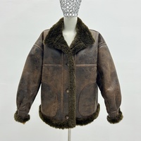 Veste Courte Femme Hiver Style Vintage en Fausse Fourrure à Col Large et Boutons, Taille et Couleur Personnalisables