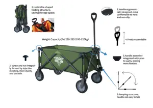 Leichter Picknick wagen mit Rädern Fashion Outdoor Multifunktion aler Klapp wagen Faltbarer Utility Wagon Cart