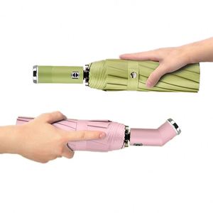 Factory Custom Black Coated 10K 3-Fold Automatic Uv <b>Windproof</b> Sun & Rain Protection Led Light <b>Umbrella</b> - Product Image 1