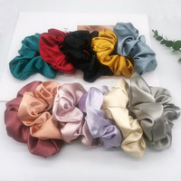 Coleteros Grandes de Satén Estilo Vintage Francés, Color Sólido, Coletero Jumbo Elástico Tipo Seda, Accesorio para el Cabello para Mujer