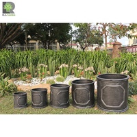 Jardinière de style antique en fibre d'argile, grande, rectangulaire, couleur bronze, avec icône, pour la maison, la pépinière, le jardin, pot à fleurs pour plantes et fleurs