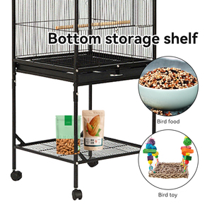 Cage à oiseaux mobile sur roues pour l'alimentation, tubes en fer cage à oiseaux fantaisie pour Pigeons perroquets <span class=keywords><strong>nichoir</strong></span> avec bassins - Product Image 5