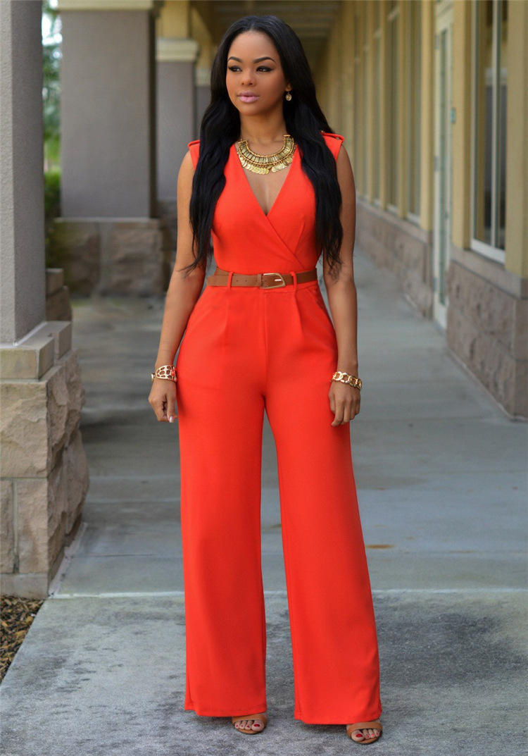 Red Orange Jumpsuit Fashion 2025 Summer New Design Custom Summer