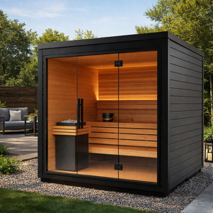 屋外用伝統的な無垢材ドライスチームサウナ室 ポータブル 3～4人用サウナ室 1年間保証 - Product Image 1